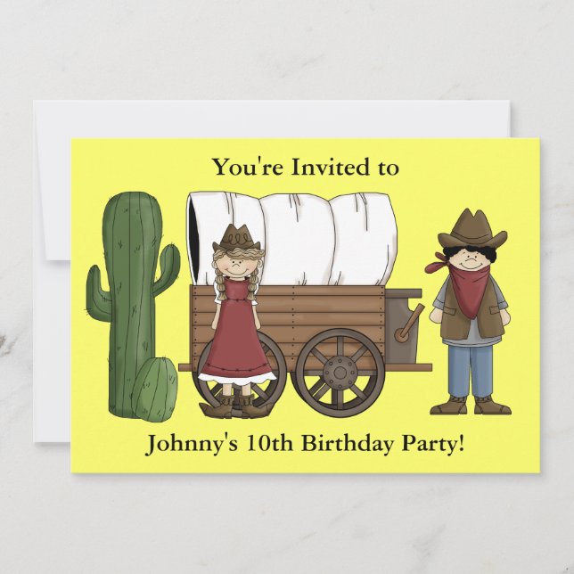 Invitación Fiesta de vaqueros o niñas - Niños occidentales (Anverso)