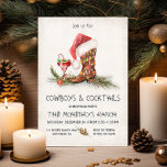 Invitación Fiesta de Vaqueros Rústicos y Navidades de cóctele<br><div class="desc">Acuarela Cowboys y cócteles occidentales invitaciones a fiestas . Cuenta con una bota de vaquero con sombrero de Santa, guirnaldas, luces de navidad, herradura y un cóctel festivo. ¡Fantástico para su Fiesta de Navidad Temática Occidental! Se puede cambiar toda la redacción. Para realizar más cambios, vaya a Personalizar esta plantilla....</div>