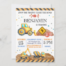 Invitación Fiesta de vehículos de construcción de cumpleaños 