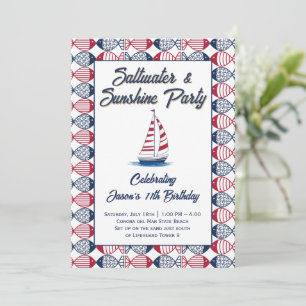 Invitación Fiesta de vela en la playa de agua salada y sol