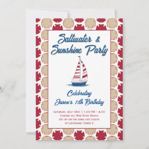 Invitación Fiesta de vela en la playa de agua salada y sol Pa
