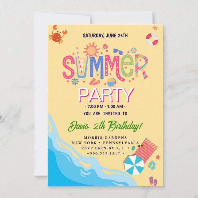Invitación Fiesta de Verano (Anverso)