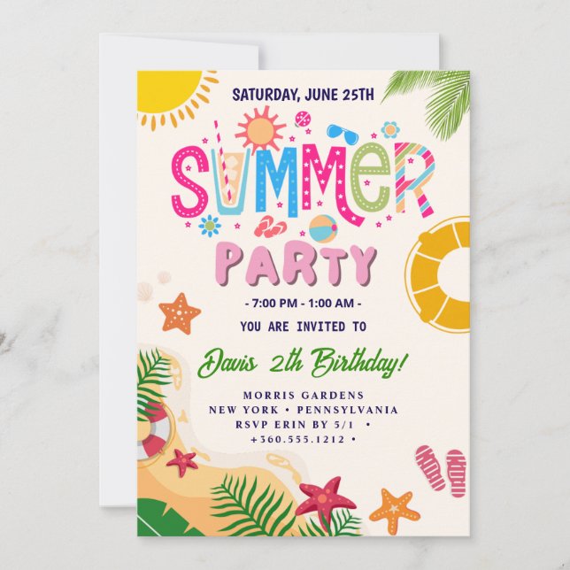 Invitación Fiesta de Verano (Anverso)