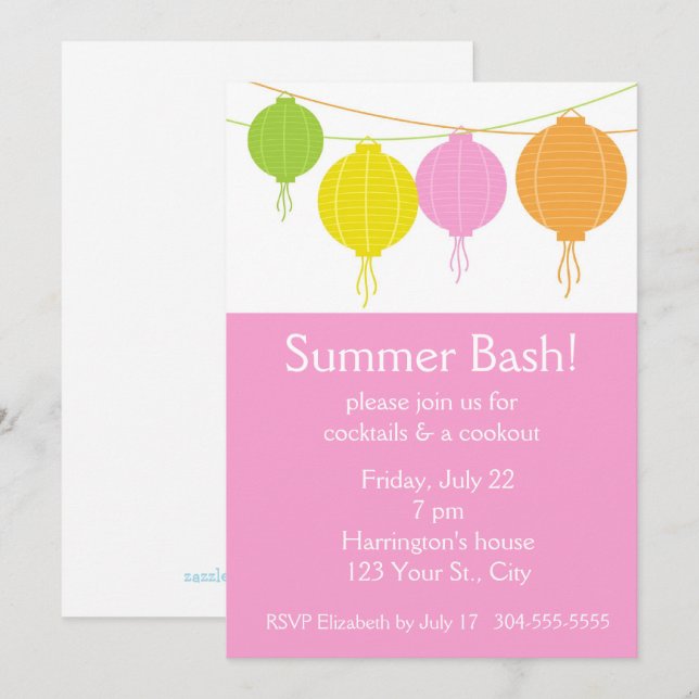 Invitación Fiesta de verano (Anverso / Reverso)