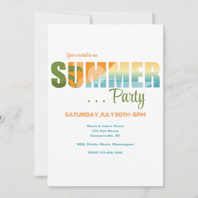 Invitación Fiesta de verano (Anverso)