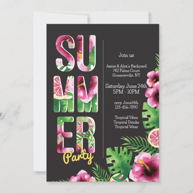 Invitación Fiesta de verano (Anverso)