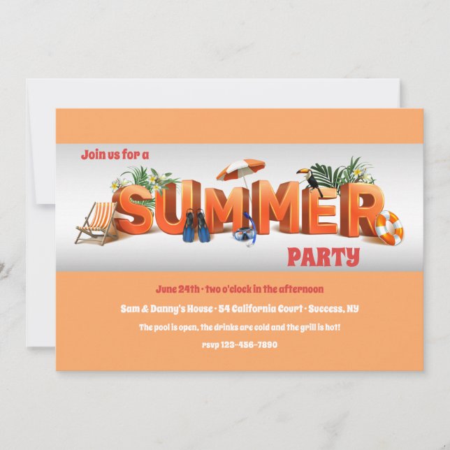 Invitación Fiesta de verano (Anverso)
