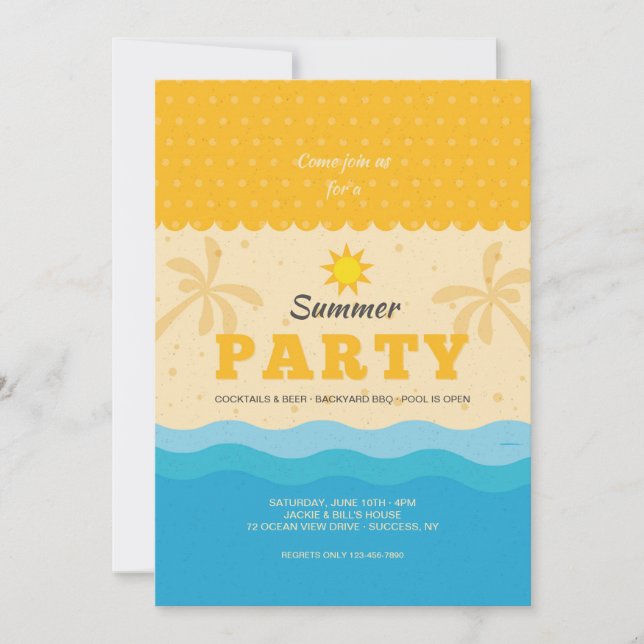 Invitación Fiesta de verano (Anverso)