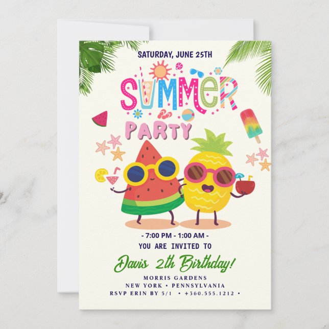 Invitación Fiesta de Verano (Anverso)