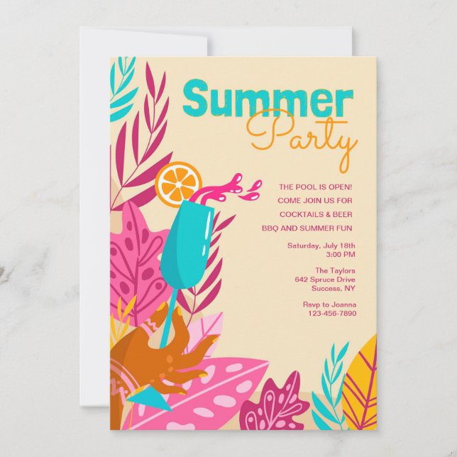 Invitación Fiesta de Verano (Anverso)