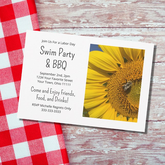 Invitación Fiesta de Verano Barbacoa Rústica Girasol (Subido por el creador)