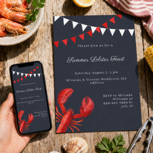 Invitación Fiesta de verano con banquete de langosta