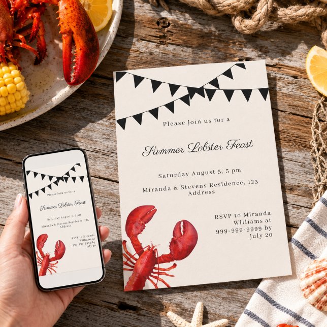 Invitación Fiesta de verano con banquete de langosta (Subido por el creador)