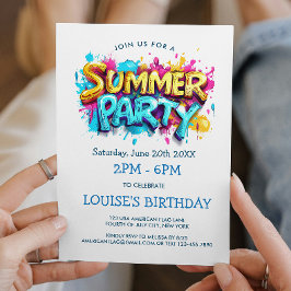 Invitación Fiesta de Verano con Estilo de Grafiti Amarillo y 
