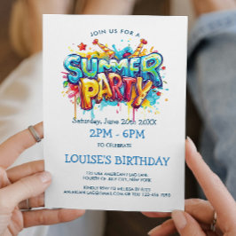 Invitación Fiesta de verano con estilo de grafitis vibrantes
