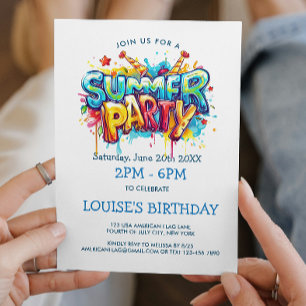 Invitación Fiesta de verano con estilo de grafitis vibrantes