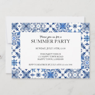 Invitación Fiesta de Verano con Marco de Baldosa Mediterráneo