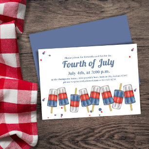 Invitación Fiesta de verano con paletas de helado del 4 de ju