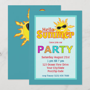 Invitación Fiesta de Verano con Sol de Bienvenida