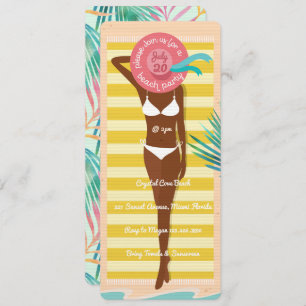Invitación Fiesta de verano de Babe Babe en bikini afroameric