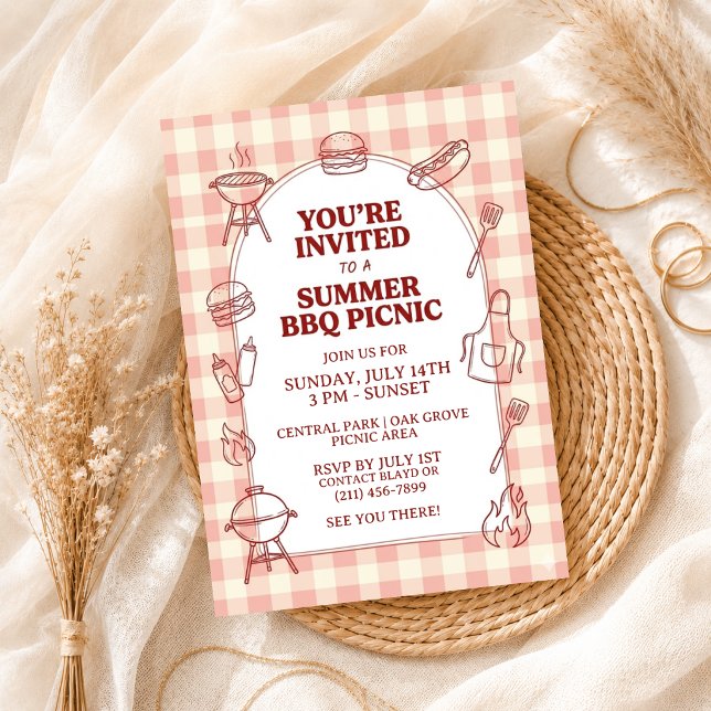 Invitación Fiesta de verano de barbacoa al aire libre con est (Subido por el creador)