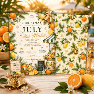 Invitación Fiesta de verano de cítricos en Navidad en julio