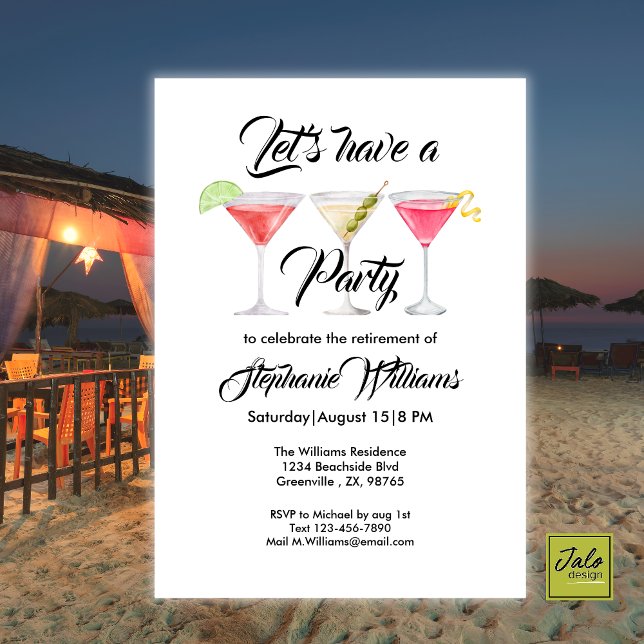 Invitación Fiesta de verano de cóctel de retiro femenino (Subido por el creador)