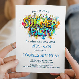 Invitación Fiesta de Verano de Estilo Grafiti