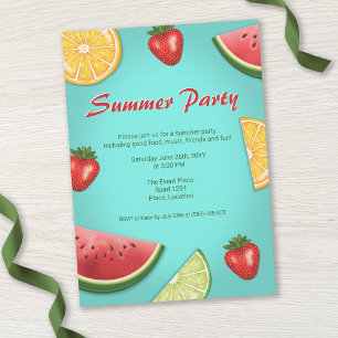 Invitación Fiesta de verano de frutas de fresa de la sandía