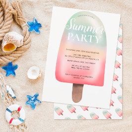 Invitación Fiesta de verano de gradiente de helado holográfic