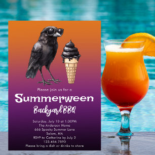 Invitación Fiesta de verano de helado de hielo negro de cuerv