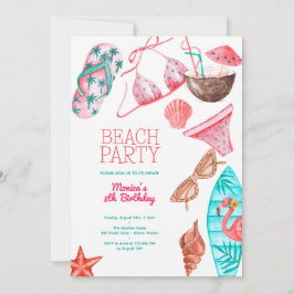 Invitación fiesta de verano de la playa acuarela