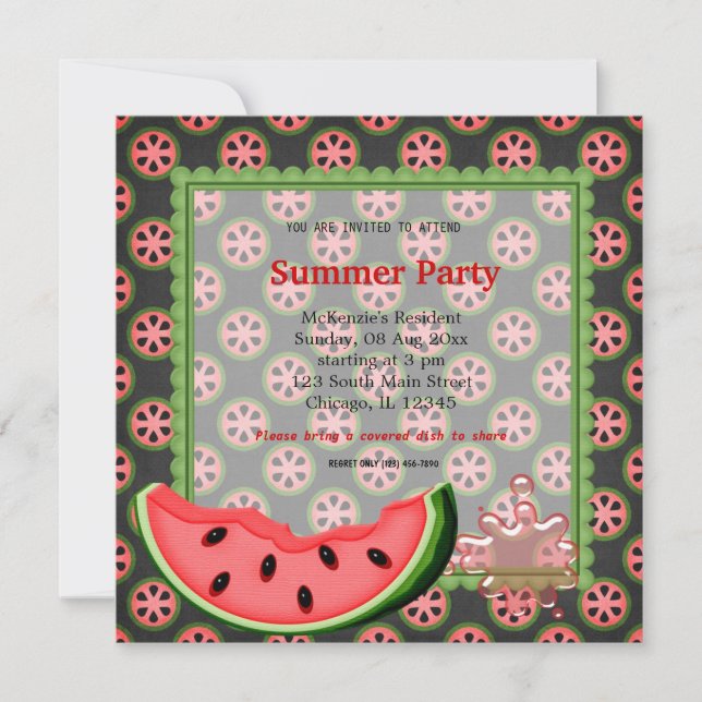 Invitación Fiesta de verano de la sandía (Anverso)