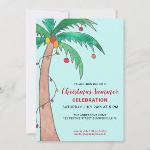 Invitación Fiesta de Verano de Navidad Celebración del Árbol 