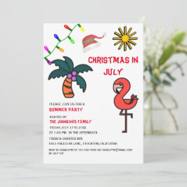 Invitación Fiesta de verano de Navidad en julio Flamingo