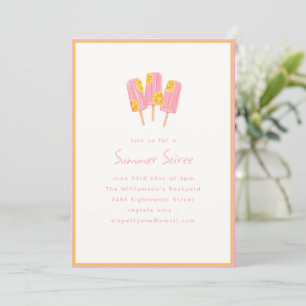 Invitación Fiesta de verano de paleta rosa linda