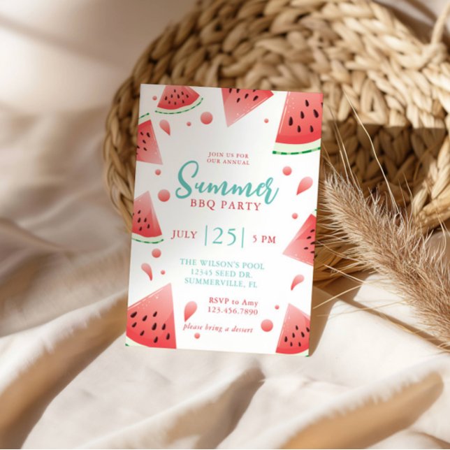 Invitación Fiesta de verano de sandía en el patio trasero (Subido por el creador)