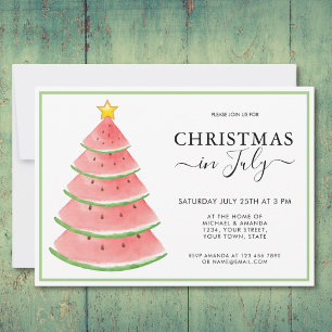 Invitación Fiesta de verano de sandía en Navidad en julio