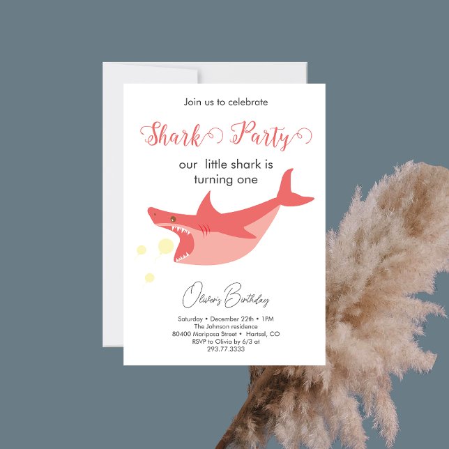Invitación Fiesta de verano de tiburón Baby Bash Birthday Par (Subido por el creador)