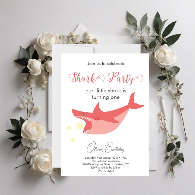 Invitación Fiesta de verano de tiburón Baby Bash Birthday Par (Subido por el creador)