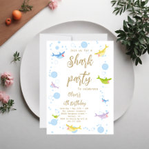 Fiesta de verano de tiburón splash Bash de cumplea
