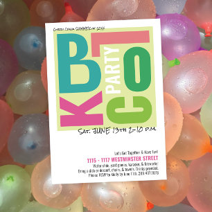 Invitación Fiesta de Verano en el Barrio con Tipografía Retro