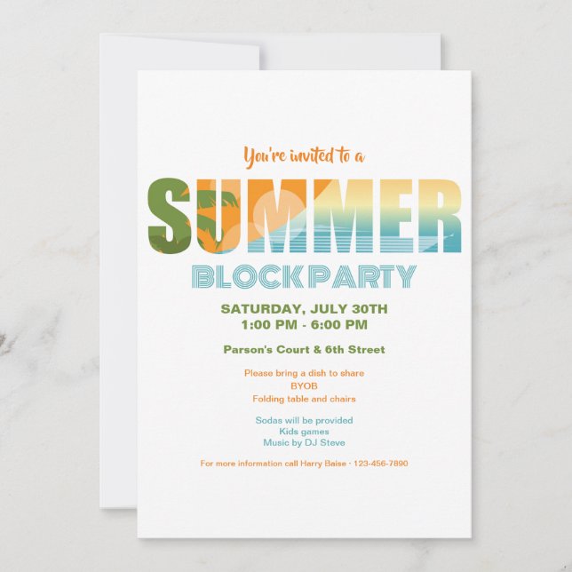 Invitación Fiesta de Verano en la Manzana (Anverso)