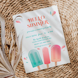 Invitación Fiesta de verano en la piscina barbacoa en el pati