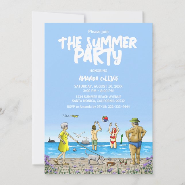 Invitación Fiesta de Verano en la Playa (Anverso)