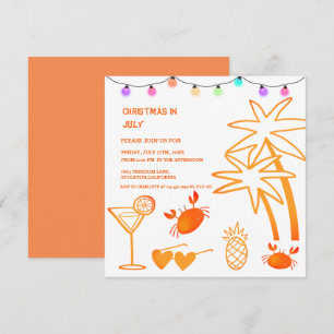 Invitación Fiesta de verano en la playa de Navidad en julio