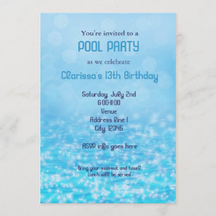 Invitación Fiesta de Verano en la Playa Piscina Agua Natación