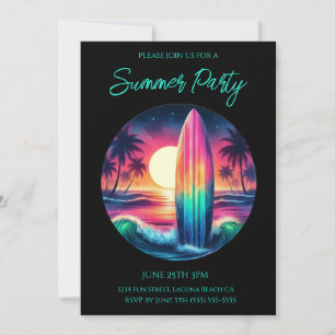 Invitación Fiesta de verano- Escape de la tabla de surf-