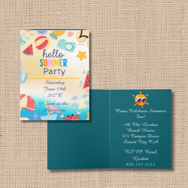 Invitación Fiesta de Verano Festival Cumpleaños Playa Colorid (Subido por el creador)