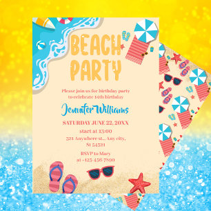 Invitación Fiesta de verano   Fiesta de cumpleaños de playa